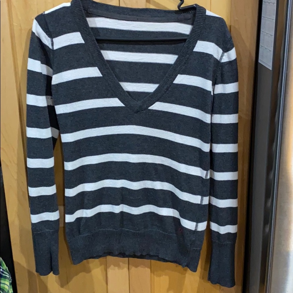 Gray and white long sleeve
